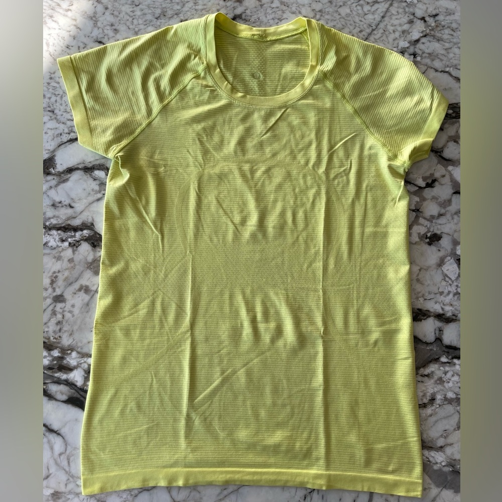 Yellow Lululemon Athletics Short Sleeve Workout Top